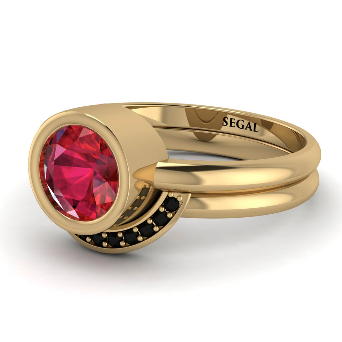 Bezel Ruby Bridal Set - Emerson No. 40